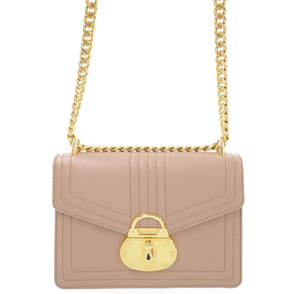 Prada Lock Flap leather crossbody Chain bag pink